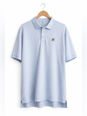 Light Blue Men's Polo Shirt with Embroidered Navy Logo
